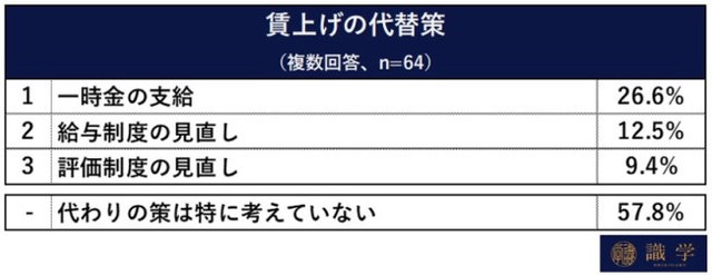 【賃上げを予定していない企業の経営者・役員】賃上げできない代わりの策として考えているものをお答えください。（提供画像）