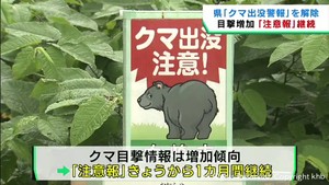 クマ出没警報を解除し注意報に　宮城県が引き続き注意を呼び掛け