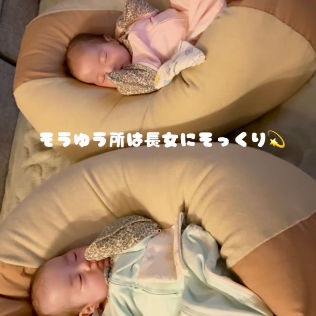 夜はぐっすり寝てくれる三つ子ちゃん（提供：@saaayaka___38さん）
