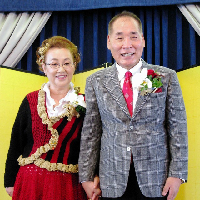 夫婦漫才コンビの宮川大助・花子（2017年撮影）