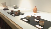 岡山高島屋で開かれている萩焼の展覧会