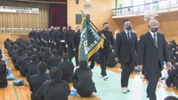 春のセンバツ高校野球に出場する倉敷工業で壮行式