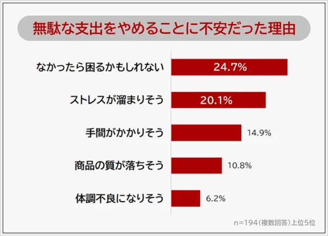 無駄な支出をやめることに不安だった理由（提供画像）
