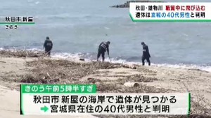 職務質問中に川に飛び込み不明・・・海岸で遺体で発見　宮城の４０代男性　