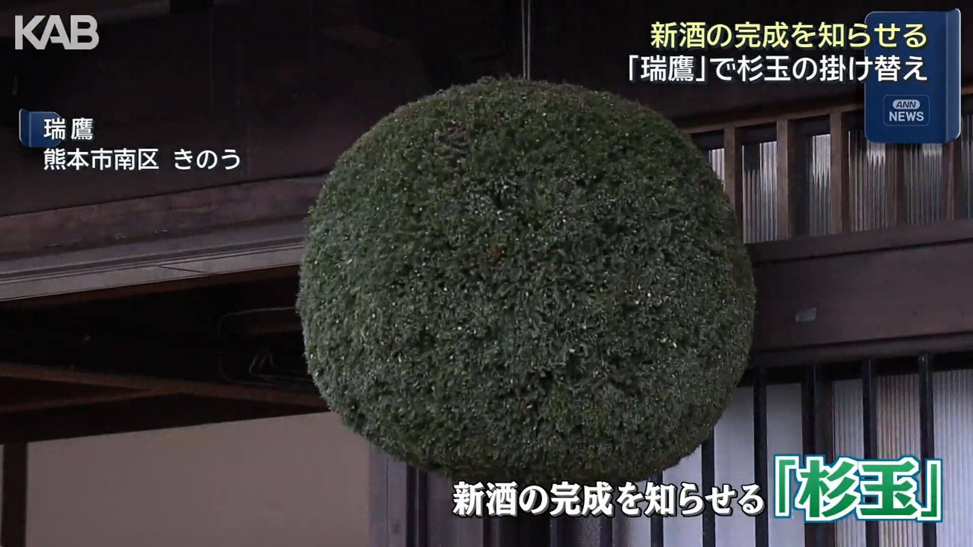 新酒の完成を知らせる「杉玉」の掛け替え…熊本地震10年 復興の願いも