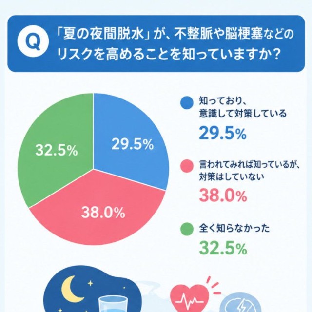 「夏の夜間脱水」が、不整脈や脳梗塞などのリスクを高めることを知っていますか？（提供画像）