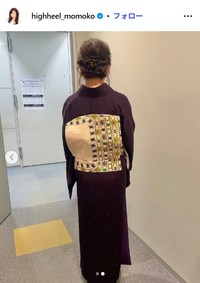 シャネルをリメイクした帯　ハイヒール・モモコのインスタグラム@highheel_momokoより