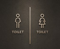 トイレの表示としてはおしゃれだが、よくよく見ないと男性用なのか女性用なのかがわかりづらい（提供）
