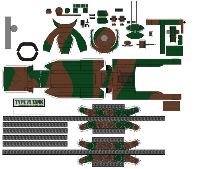 展開図・74式戦車（画像提供：大洗のやす子さん）