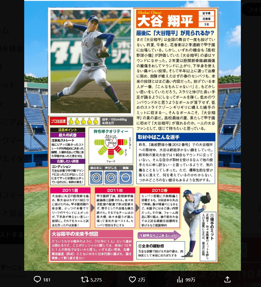 野球太郎編集部のX（@knuckleballstd）より