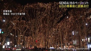 ＳＥＮＤＡＩ光のページェント　６日の開幕を前に試験点灯