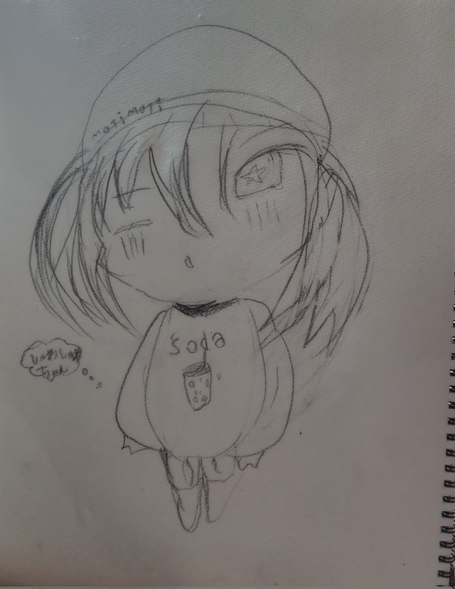 娘さんがスケッチブックに描いた「しゅわしゅわちゃん」 ※もぐさん提供