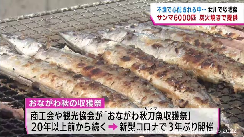 サンマ不漁の中…女川町で秋の収獲祭　炭火焼６０００匹ふるまう