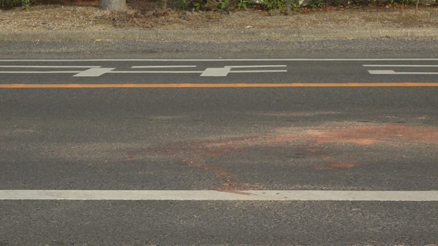 事故があった県道　岡山・南区大福