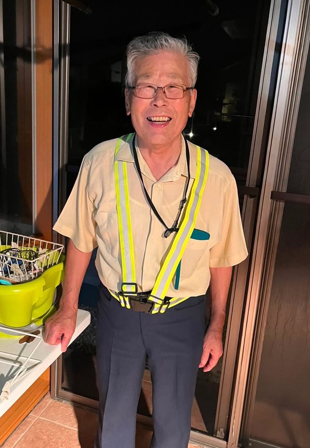反射タスキを着け、安全にも配慮！