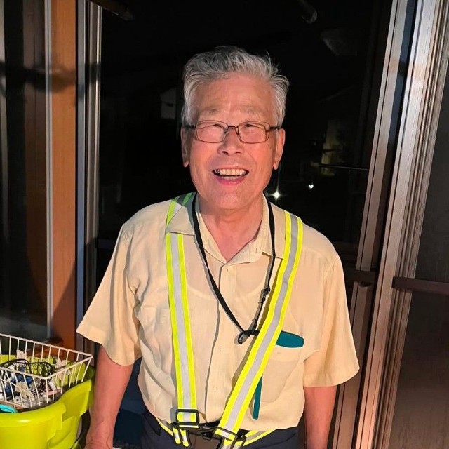 反射タスキを着け、安全にも配慮！