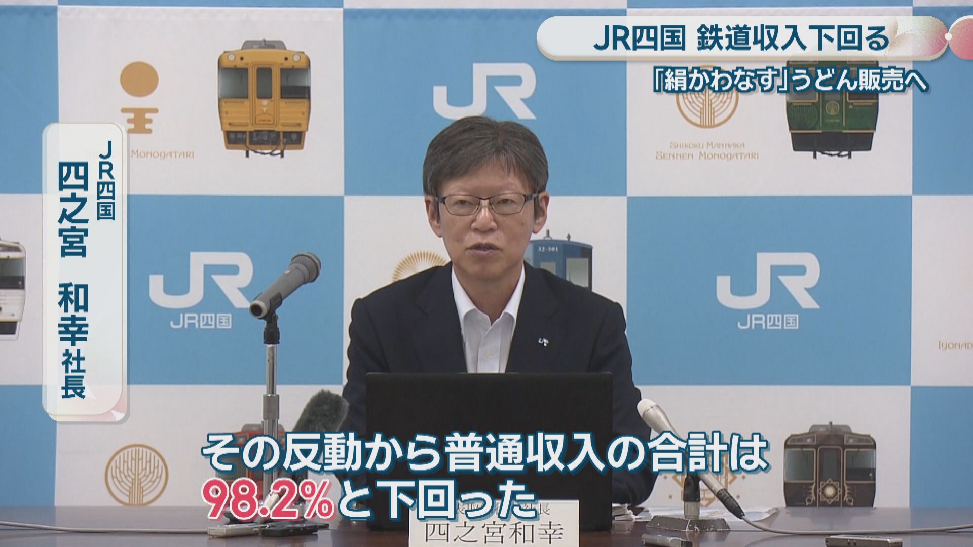 JR四国 5月の鉄道収入26億2200万円で前年下回る グループのうどん店で
