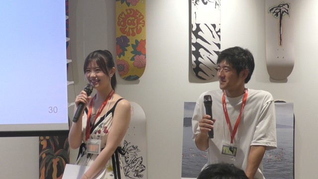 高松市の魅力を語る加藤愛梨さん（左） 2日 東京