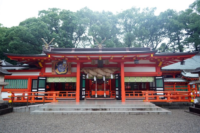 雨に濡れた熊野速玉大社＝和歌山県新宮市、外山俊樹撮影
