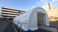 ウイルスが外へ漏れないよう配慮も　岡山市民病院が発熱専用外来用のテントを導入　