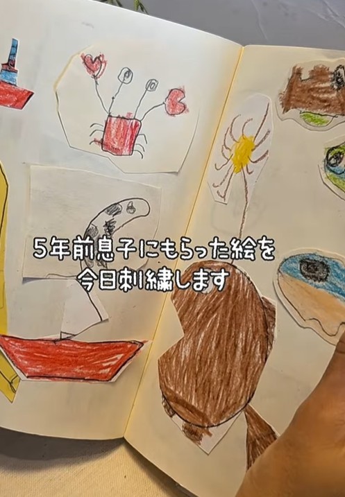 当時4歳の息子さんが描いた、ママにとって宝物の絵（提供：＠aeko_handmadeさん）