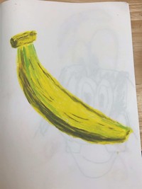 夫が何気なく描いたバナナのデッサン。字だけではなく絵も上手／あみさん（ami.momlife）提供