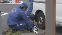 展示車両に衝突した軽自動車　倉敷市大内