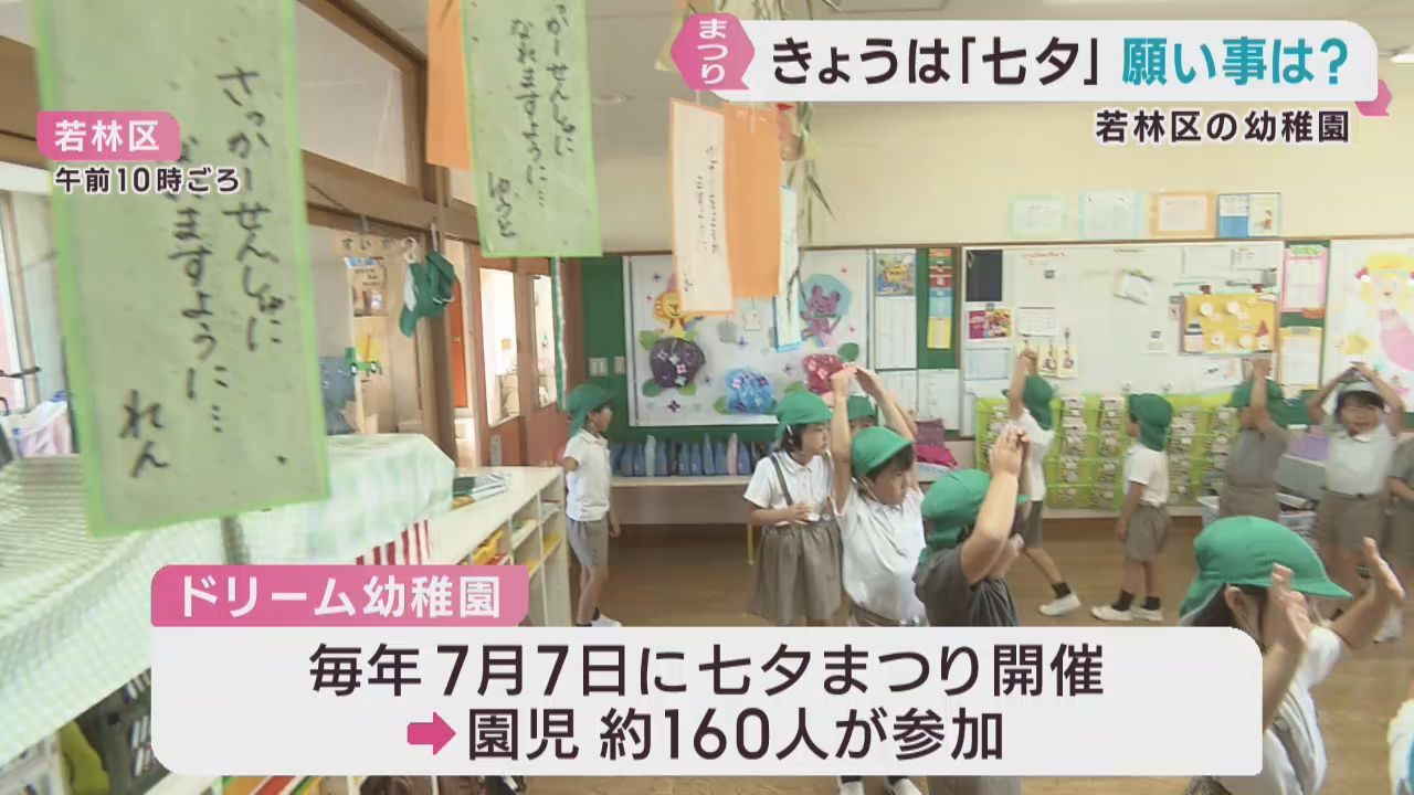 幼稚園で七夕まつり　園児たちが楽しむ　仙台・若林区