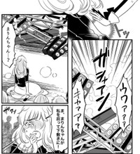 女性ファンをかばって、まりんは機材の下敷きに（伊田チヨ子さん提供）