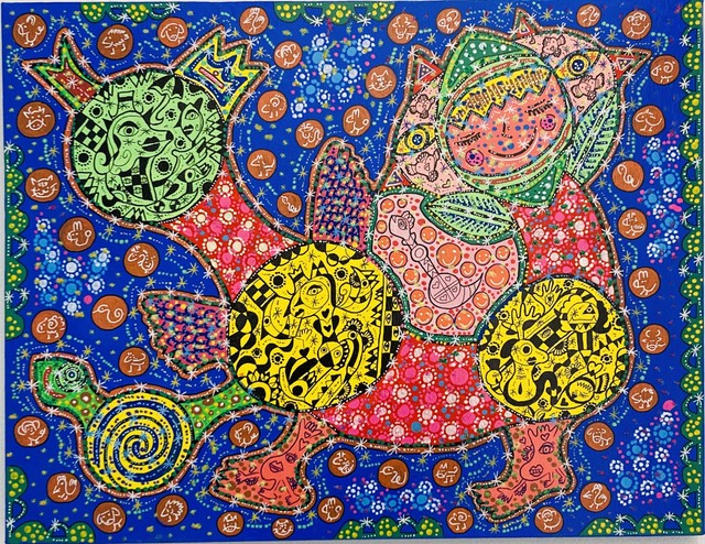 「自分力＋みんなの力」（2024）／F6号 キャンバス、アクリル、ポスカ、ペン