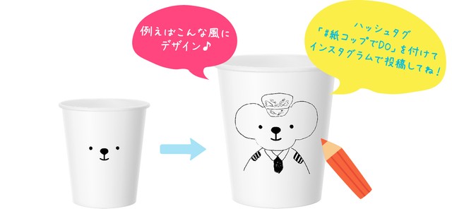 紙コップを自由にデザインして「＃紙コップでDO」を付け投稿（AIRDO提供）
