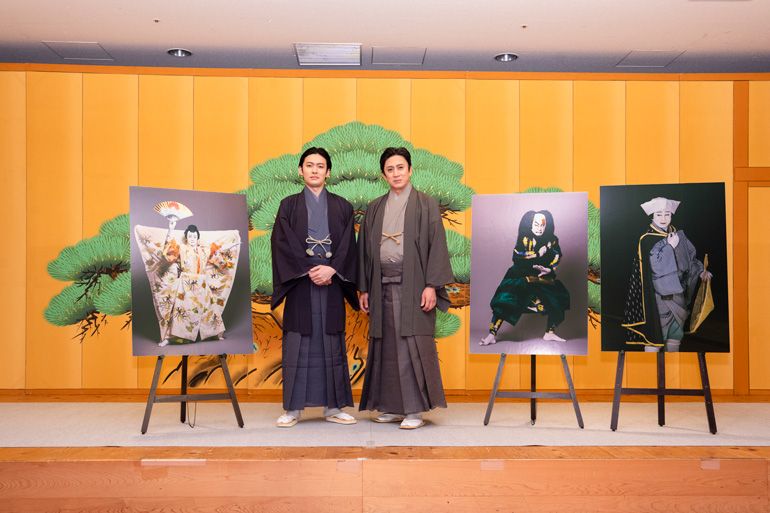 「秀山祭九月大歌舞伎」の取材会に出席した松本幸四郎（右）と市川染五郎