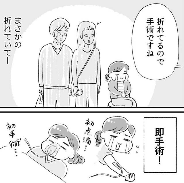 まさか即手術レベルの骨折とは（柿ノ種まきこさん提供）