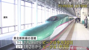 年末年始の東北新幹線　混雑のピーク　下り１２月３０日　上り１月３日
