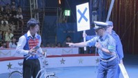 木下大サーカスの会場で行われた交通安全教室