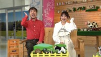 MCの藤井隆（左）と井上咲楽＝「新婚さんいらっしゃい！」11月23日放送回よりⓒABCテレビ