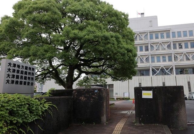 通行人を「襲う」カラスが子育てをしている大津地裁正門近くの木（大津市京町３丁目）