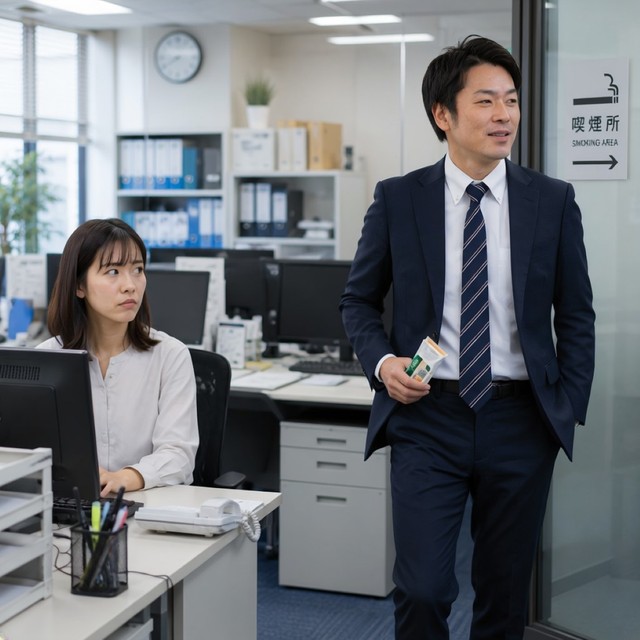 たばこ休憩がもらえるのってズルい　※この画像はAdobe Fireflyで作成したイメージです
