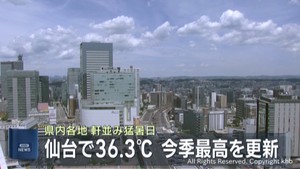 仙台で３６．３℃　今季最高気温に　宮城県各地で猛暑日　厳しい暑さに