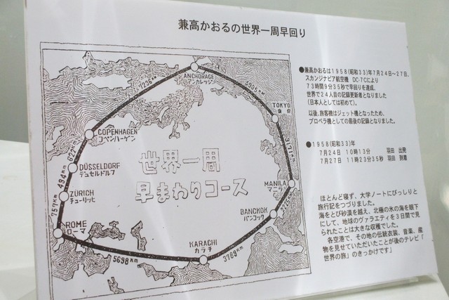 1958年に行った、世界一周早周り時の航路。73時間9分35秒で達成し、これが『兼高かおる世界の旅』の原点となった