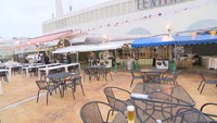 天満屋岡山店の屋上にオープンしたビアガーデン「スカイ・ビュー・ビアーテラス」