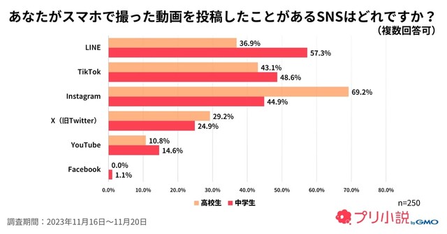 動画を投稿したことがあるSNS（提供画像）