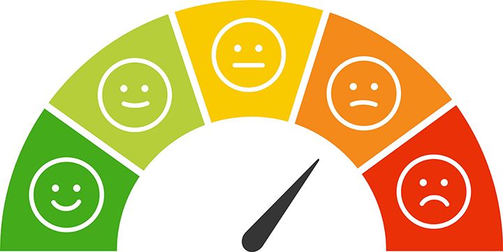 Customer satisfaction meter with emoticons icon［original photo: katet – stock.adobe.com］