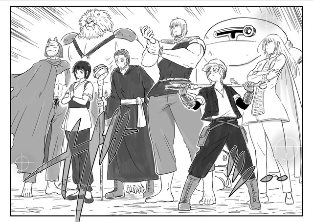 魔王との戦いに挑む七人の英雄（中村ゆきひろさんの提供）