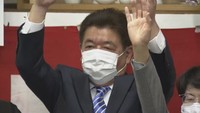 美作市長選で4回目の当選を果たした現職の萩原誠司さん