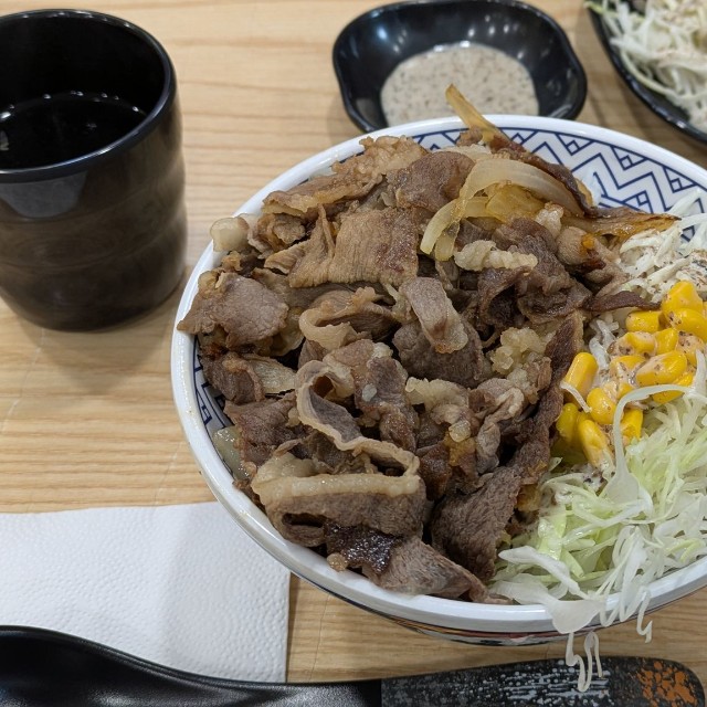 こちらがモンゴルの吉野家で提供されるマトン丼（田中英和さん提供）
