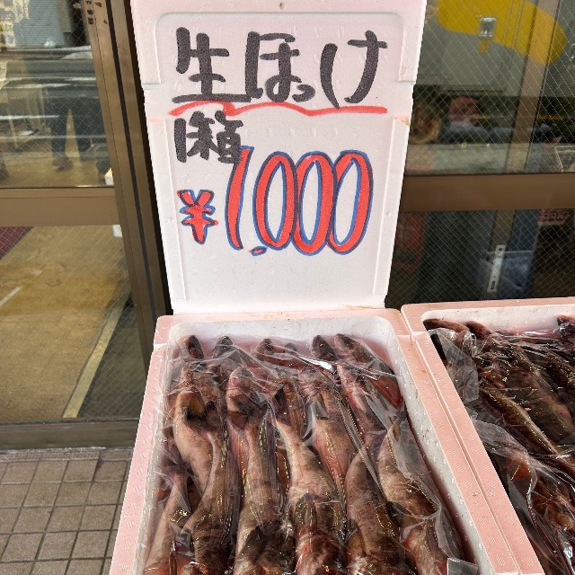 市場で見つけた「生ほっけ1箱1000円」の表示／濱原 颯道さん（@Sodo_hh）提供