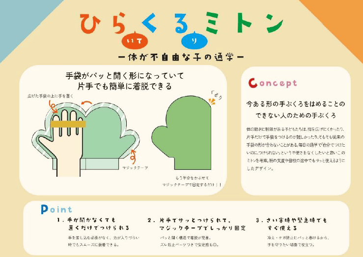 大学生の部優秀賞「ひらくるミトン」　提供：岡山県