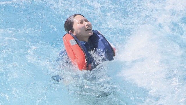 落水時の対応訓練　水島中央公園　倉敷市水島青葉町