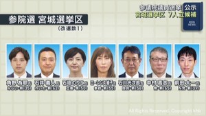 参議院選挙公示　改選数１の宮城選挙区に７人が立候補